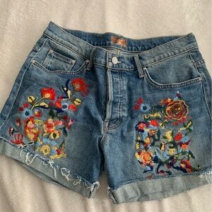 MOTHER FLORAL denim Short